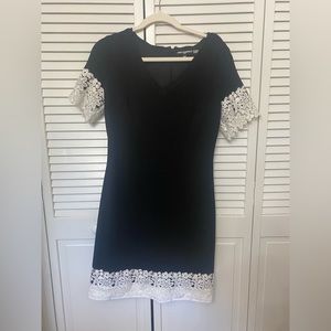 Karl Lagerfeld black dress with white lace, size 6!